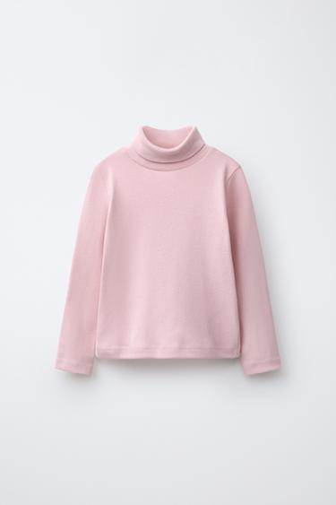 Zara PLAIN TURTLENECK T-SHIRT - Pink