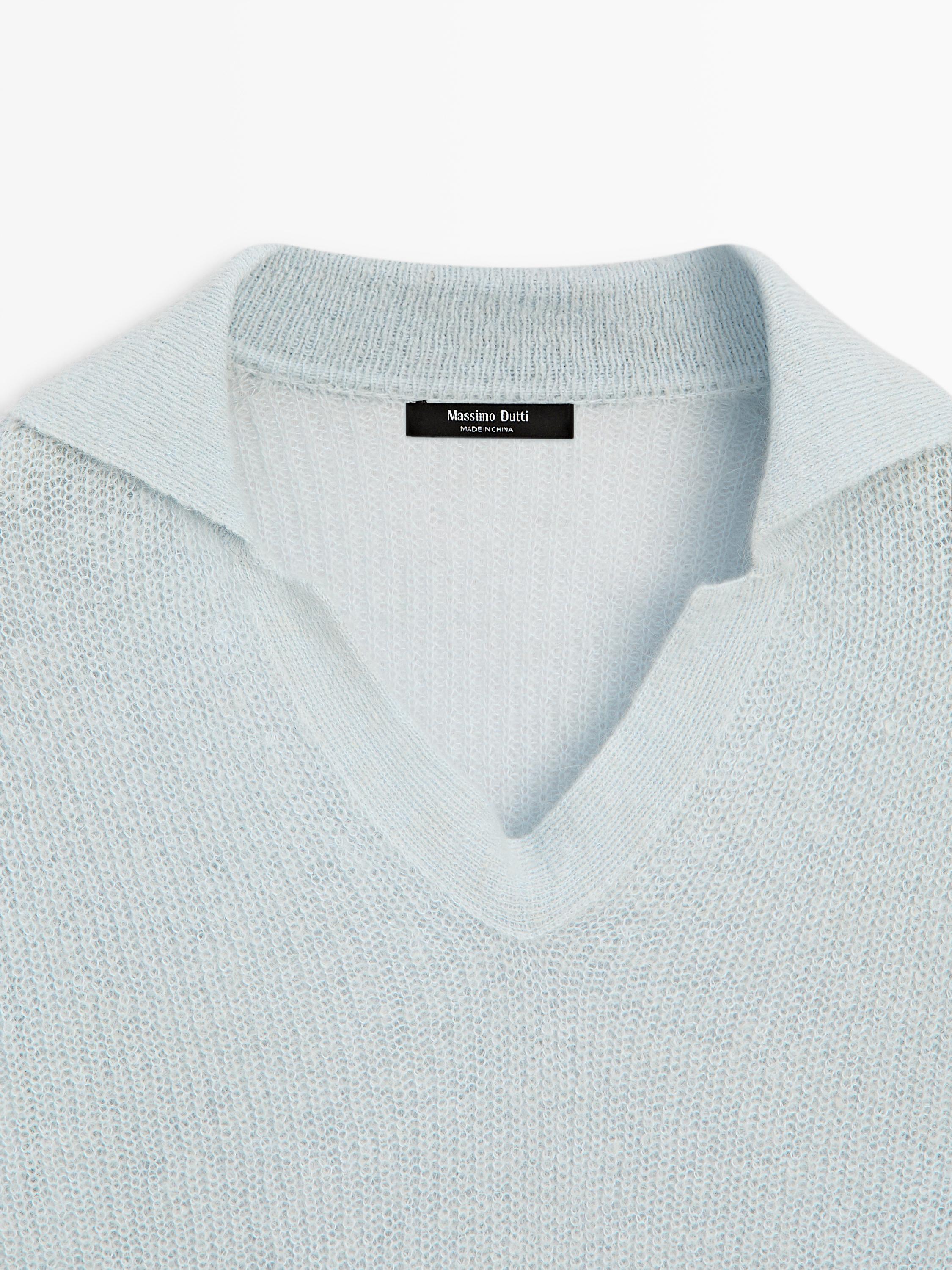 Alpaca blend knit polo sweater