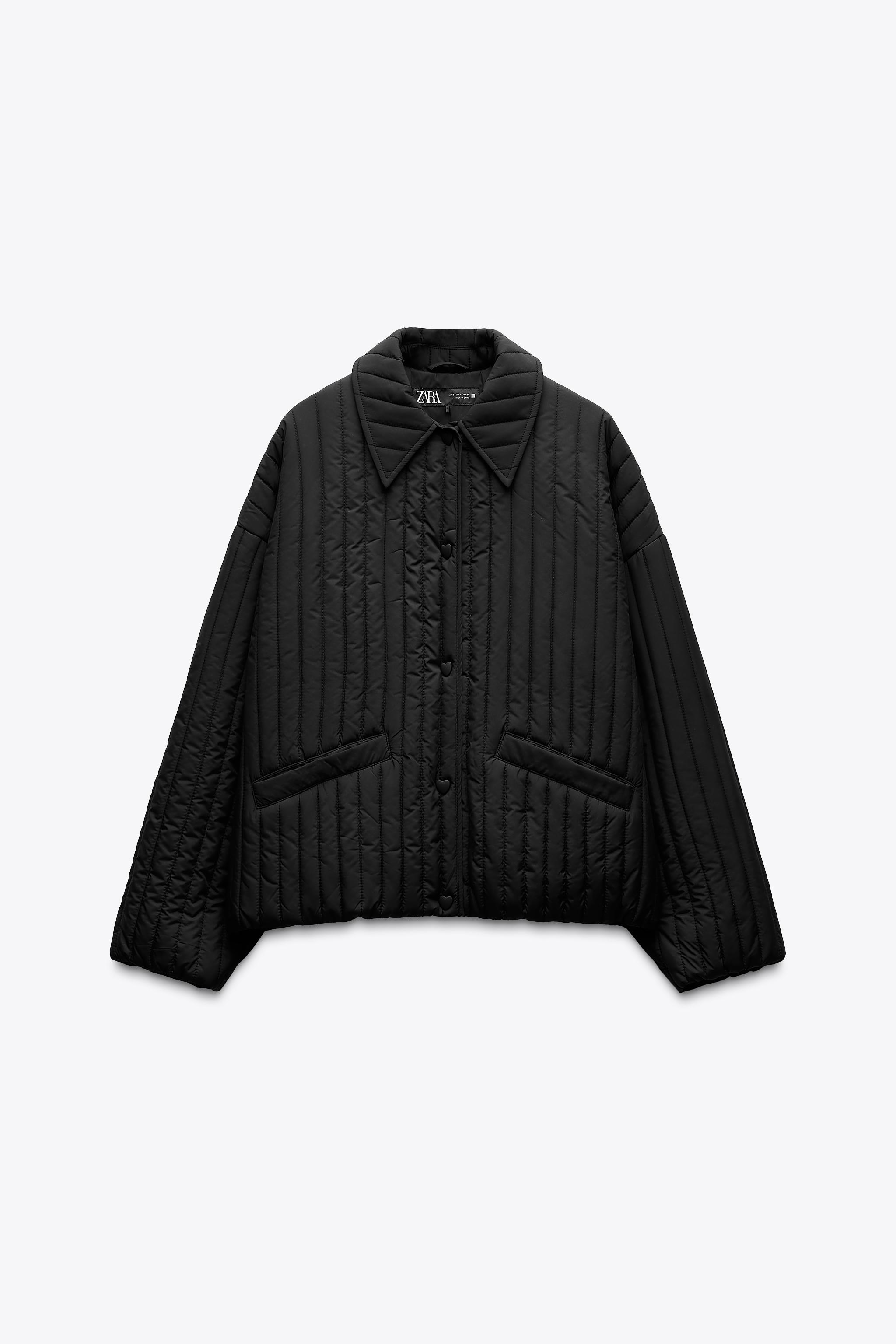 ハートボタン付きパフジャケット - ブラック | ZARA Japan / 日本