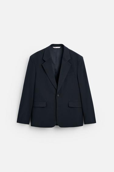 Zara STRETCH SUIT JACKET - Navy blue