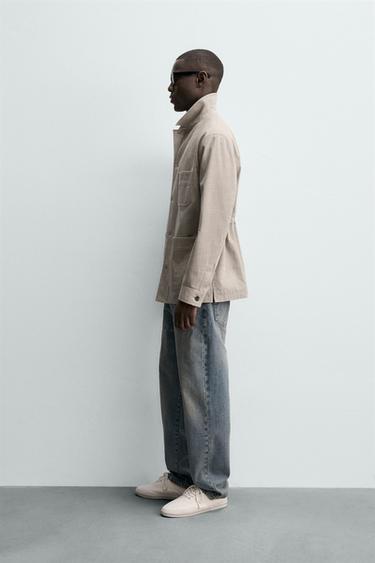 REGULAR FIT HERRINGBONE TEXTURED JACKET - Beige by Zara - Image 3