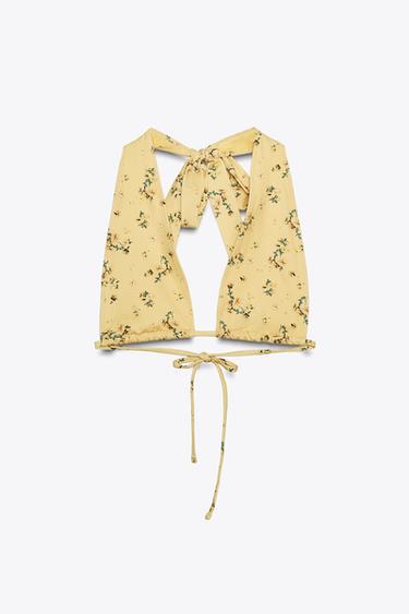 TOP BIKINI HALTER MULTIPOSICIÓN - Amarillo de Zara