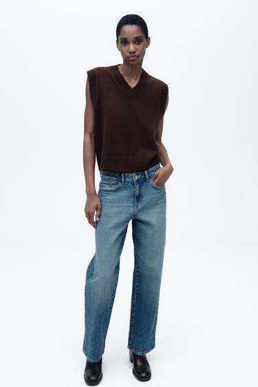 GILET EN MAILLE UNI - Marron foncé de Zara