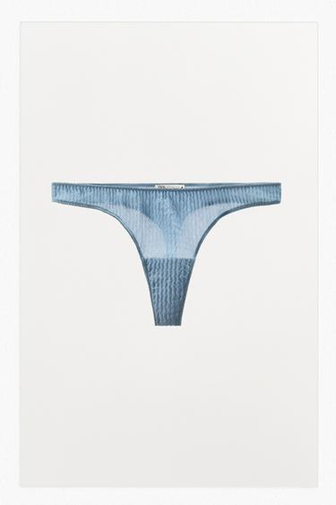 TANGA DE SEDA 100% COM EFEITO ENRUGADO LIMITED EDITION - Azul-claro da Zara