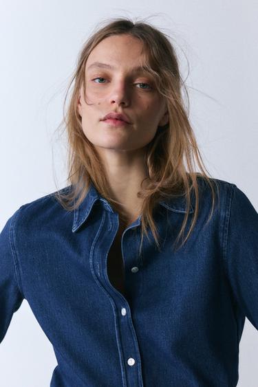 CAMISA DENIM ZW COLLECTION - Índigo de Zara