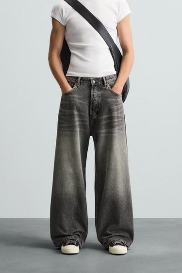 JEANS SUPER BAGGY FIT - Carvão da Zara