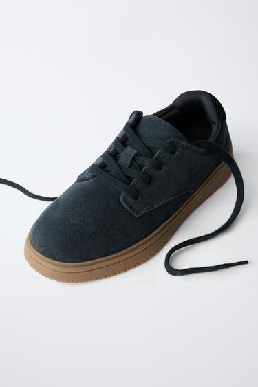 SPLIT SUEDE SPORTS DERBY SHOES - Navy Blue de Zara - Image 2