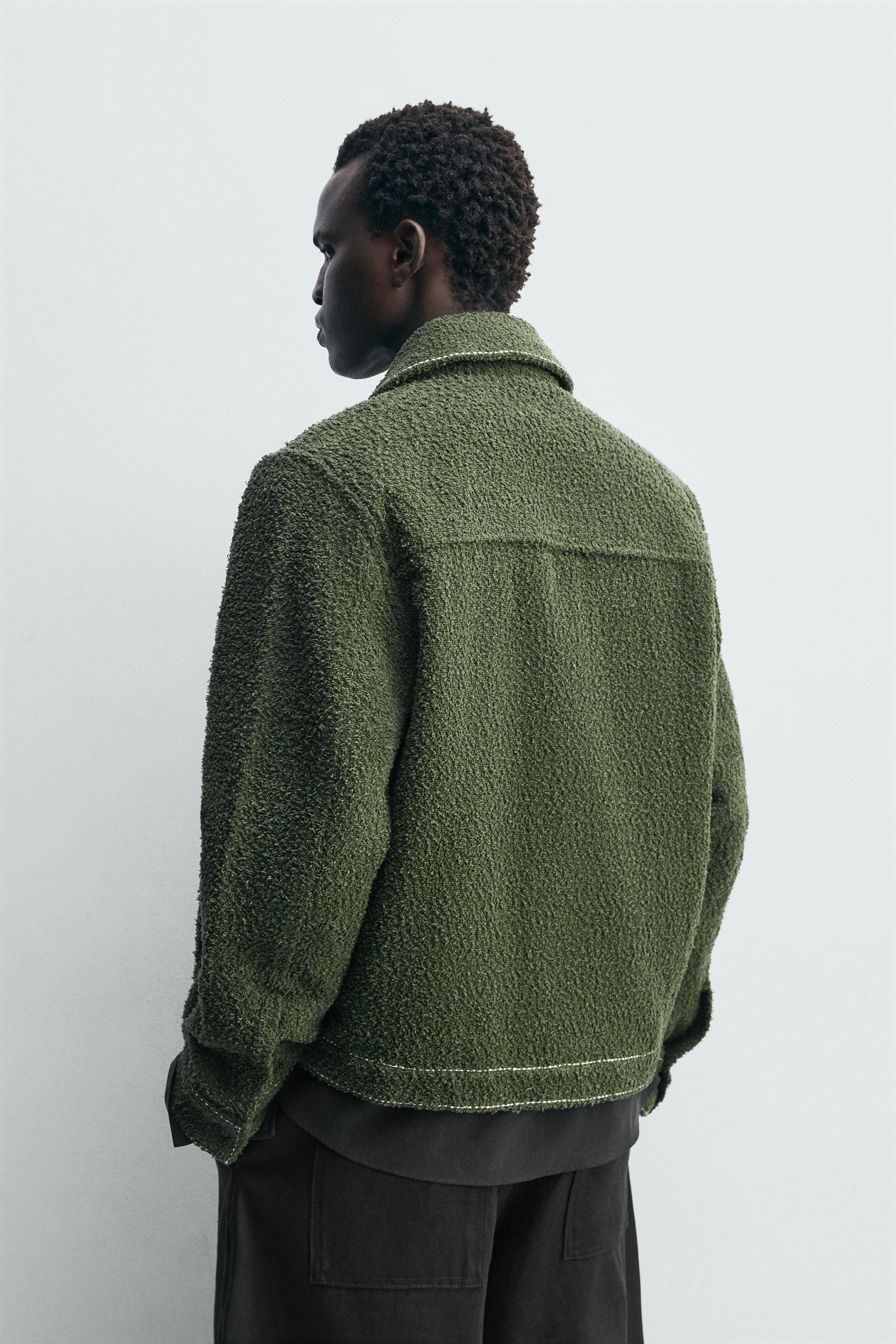 TEXTURED TOPSTITCHING OVERSHIRT - Dark green | ZARA United States
