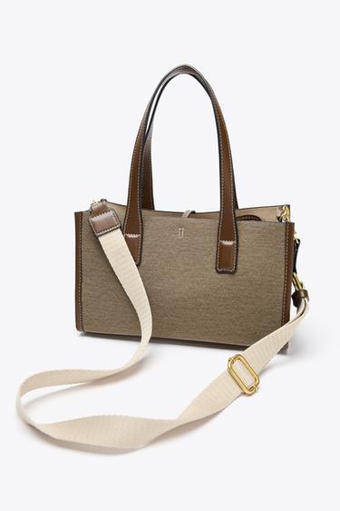WOVEN TOTE BAG - Taupe Grey by Zara - Image 3