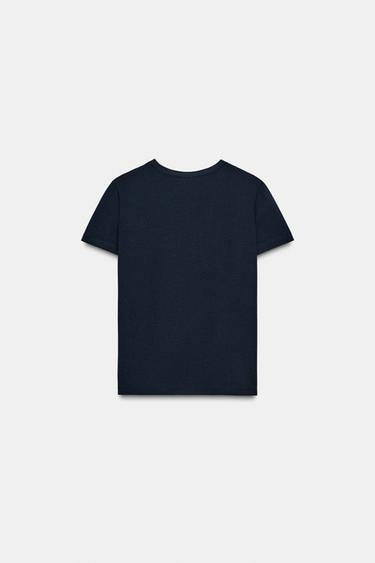 INTERLOCK SHORT SLEEVE T-SHIRT - Navy blue by Zara - Image 4