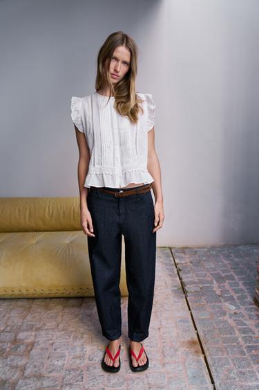 CHINO TROUSERS WITH BRAIDED BELT - Indigo by Zara
