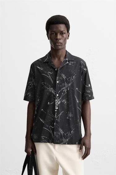 ABSTRACT PRINT STRETCH SHIRT - Black by Zara