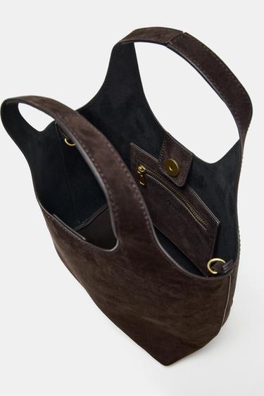 MINI SAC SHOPPER EN CUIR - Marron foncé de Zara - Image 5