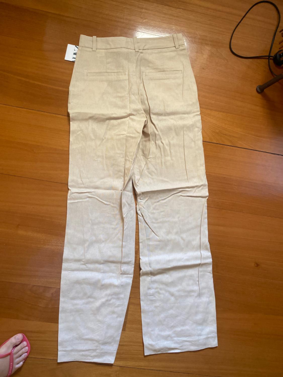 LOW-RISE STRAIGHT-LEG LINEN BLEND TROUSERS - Image 5