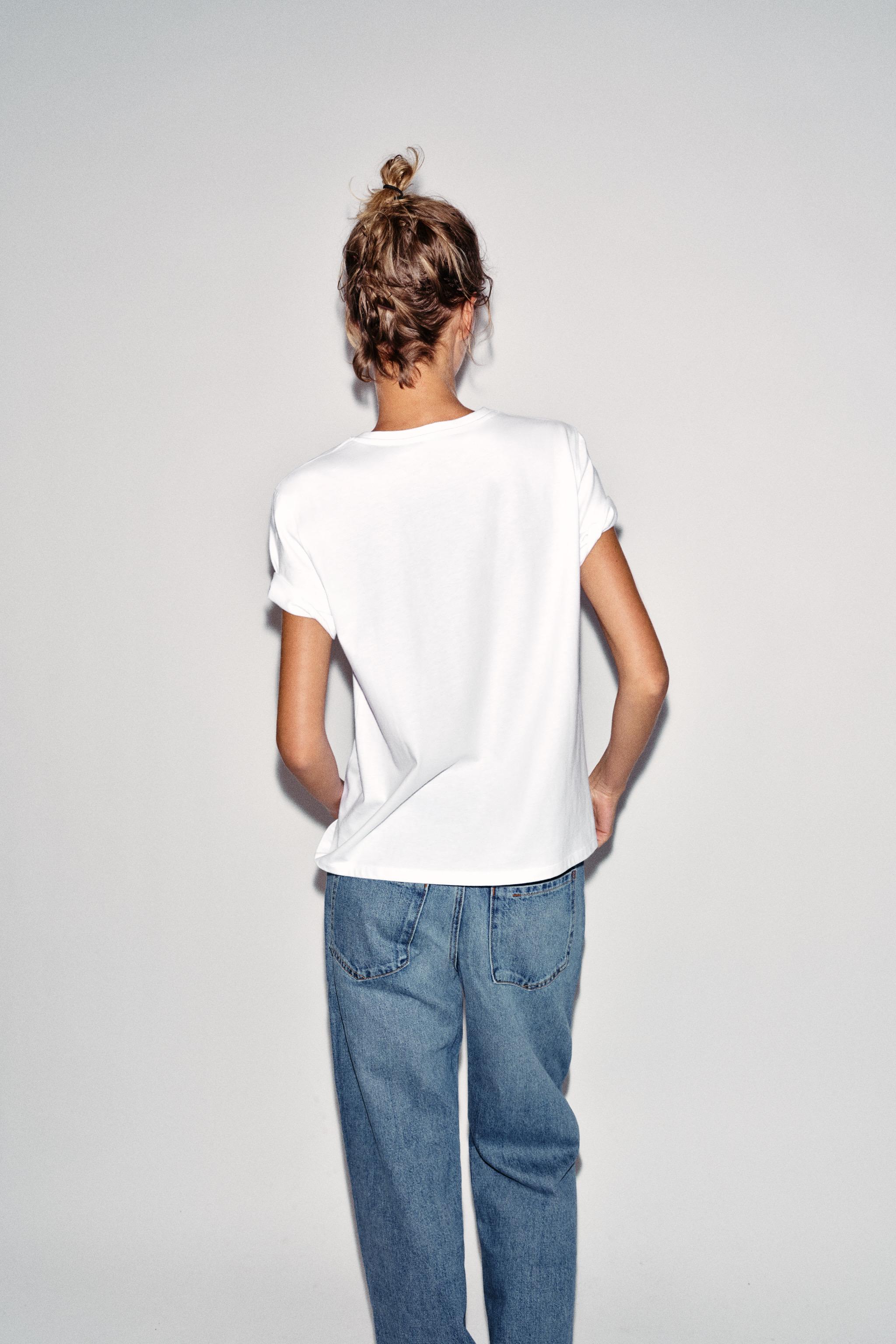 Женские футболки Zara METALLIC SHORT SLEEVE T-SHIRT — фото 4