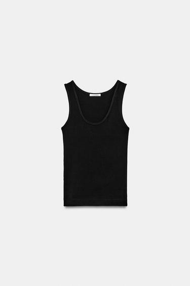 Zara TOP SA ŠIROKIM BRETELAMA – Crna