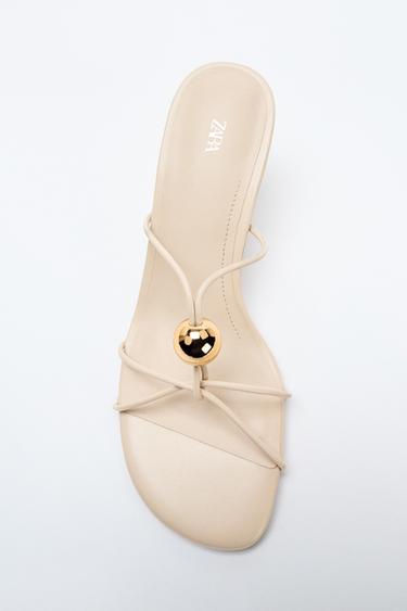 HEELED SANDALS WITH METAL DETAIL - Ecru by Zara