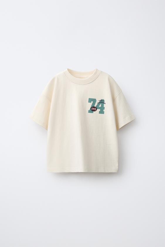 VARSITY PRINT T-SHIRT - Ecru by Zara - Image 0