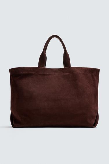 Zara LEATHER SHOPPER LIMITED EDITION - Burgundy Red