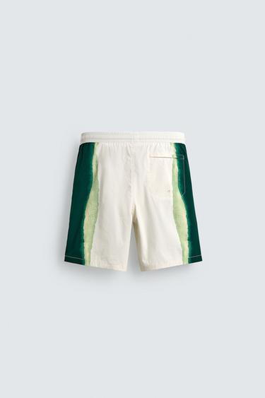 LONG STRIPED PRINT SWIMMING TRUNKS - Ecru by Zara - Image 7