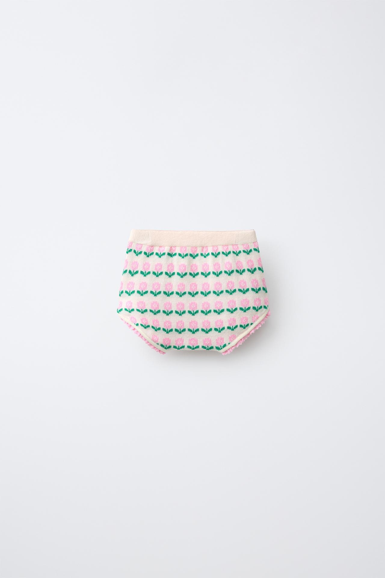FLORAL JACQUARD KNIT PANTIES — Ecru
