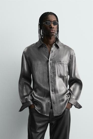 Zara 亮面飄逸襯衫 - 銀色