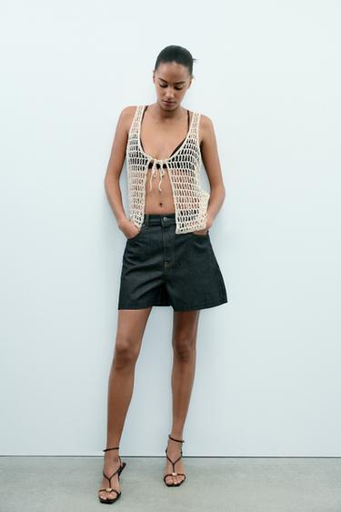 SEQUIN CROCHET WAISTCOAT - Straw by Zara - Image 0