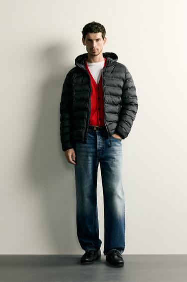 Zara LIGHTWEIGHT WATER REPELLENT PUFFER JACKET - Black