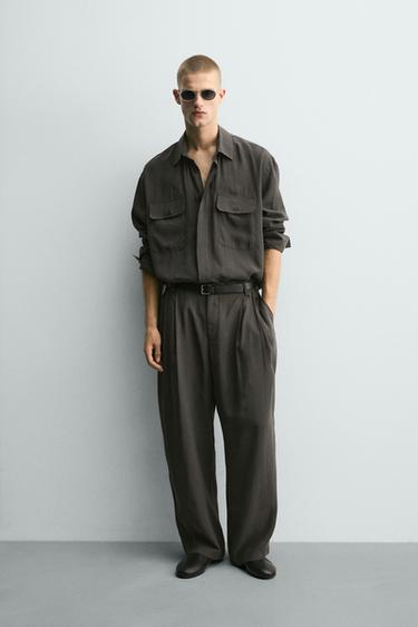 FLOWING PLEATED TROUSERS - Anthracite grey by Zara