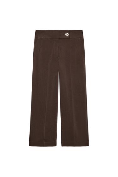 CELANA PANJANG LURUS HIGH WAIST - Cokelat dari Zara