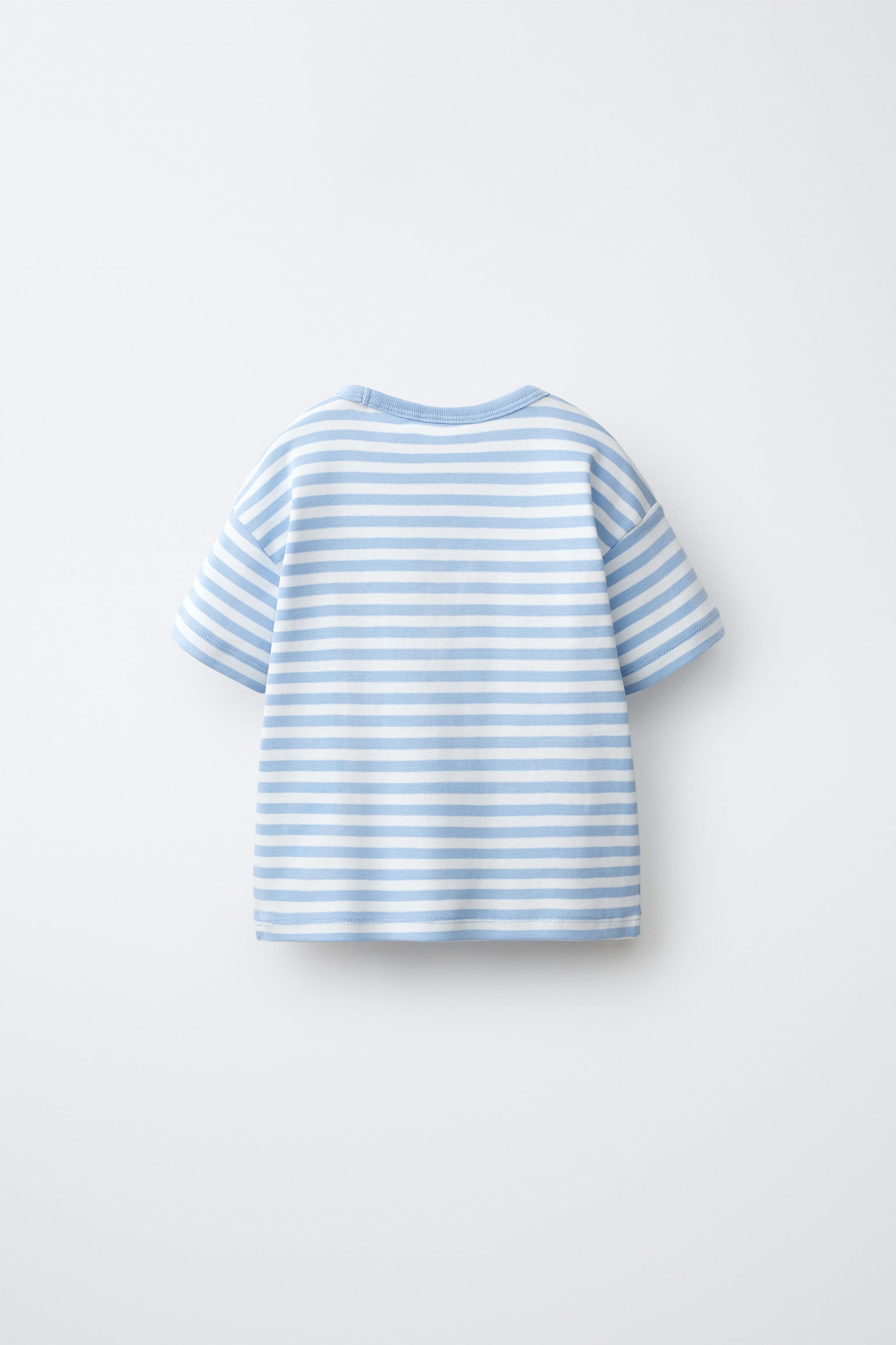 STRIPED BEAR EMBROIDERED T-SHIRT