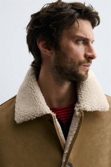 BUNDA KOŽENÉHO VZHLEDU S DVOJÍ TEXTUROU - Světle béžová od Zara