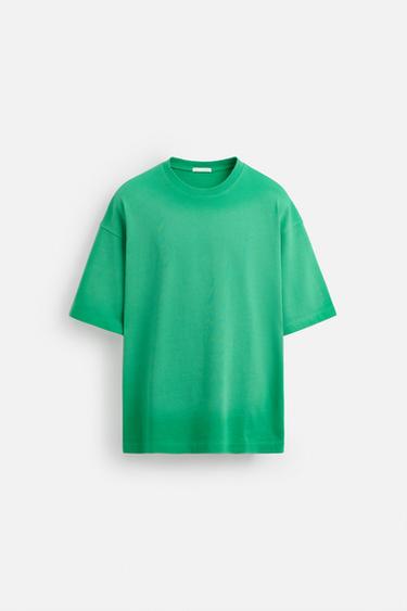 RELAXED FIT SPRAY WASH T-SHIRT - Green by Zara