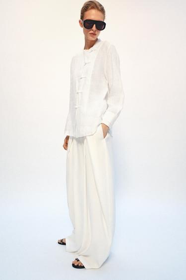 CHEMISE BRANDENBOURGS 100% LIN ZW COLLECTION - Blanc de Zara - Image 1