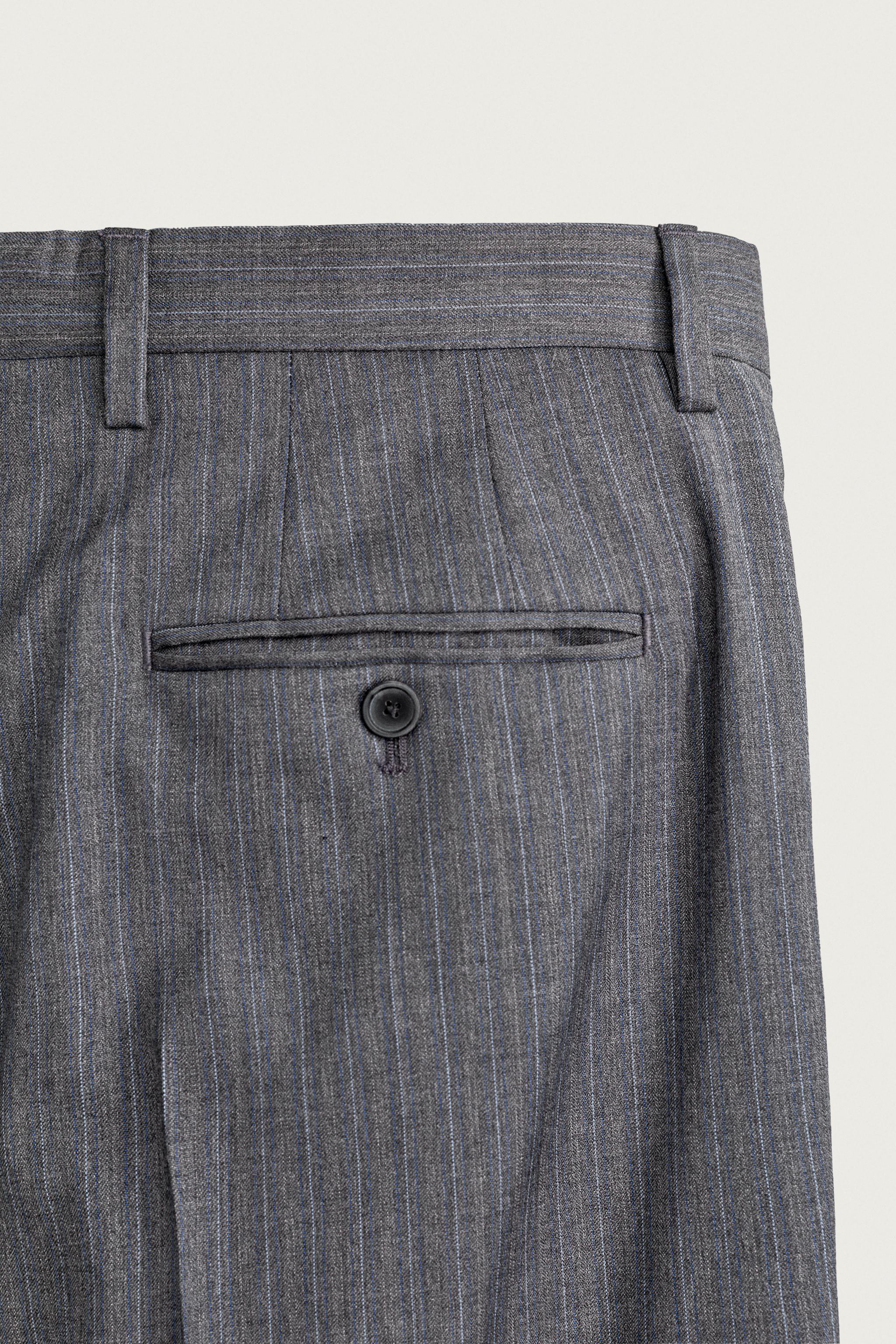 Мужские брюки Zara 100% WOOL STRIPED REGULAR FIT SUIT PANTS — фото 8