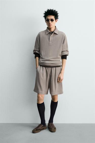 ÁO POLO DÁNG RELAXED FIT VẢI NỔI - Màu xám nhạt từ Zara
