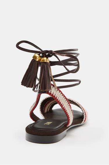 SANDALES EN TISSU RAYÉES À NOUER - Multicolore de Zara - Image 3