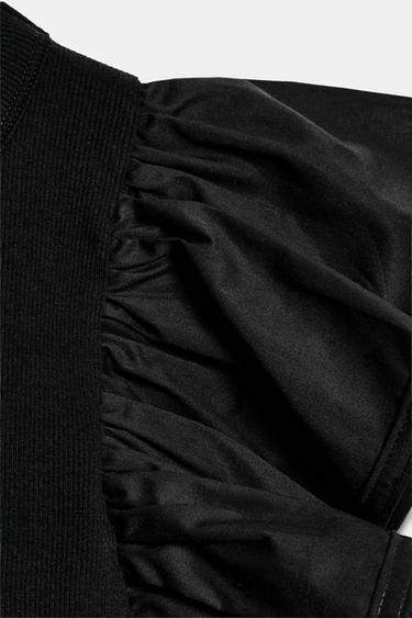 CONTRAST RIBBED T-SHIRT WITH RUFFLES - Black by Zara - Image 5