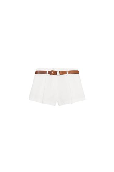 BELTED FLOWING BERMUDA SHORTS