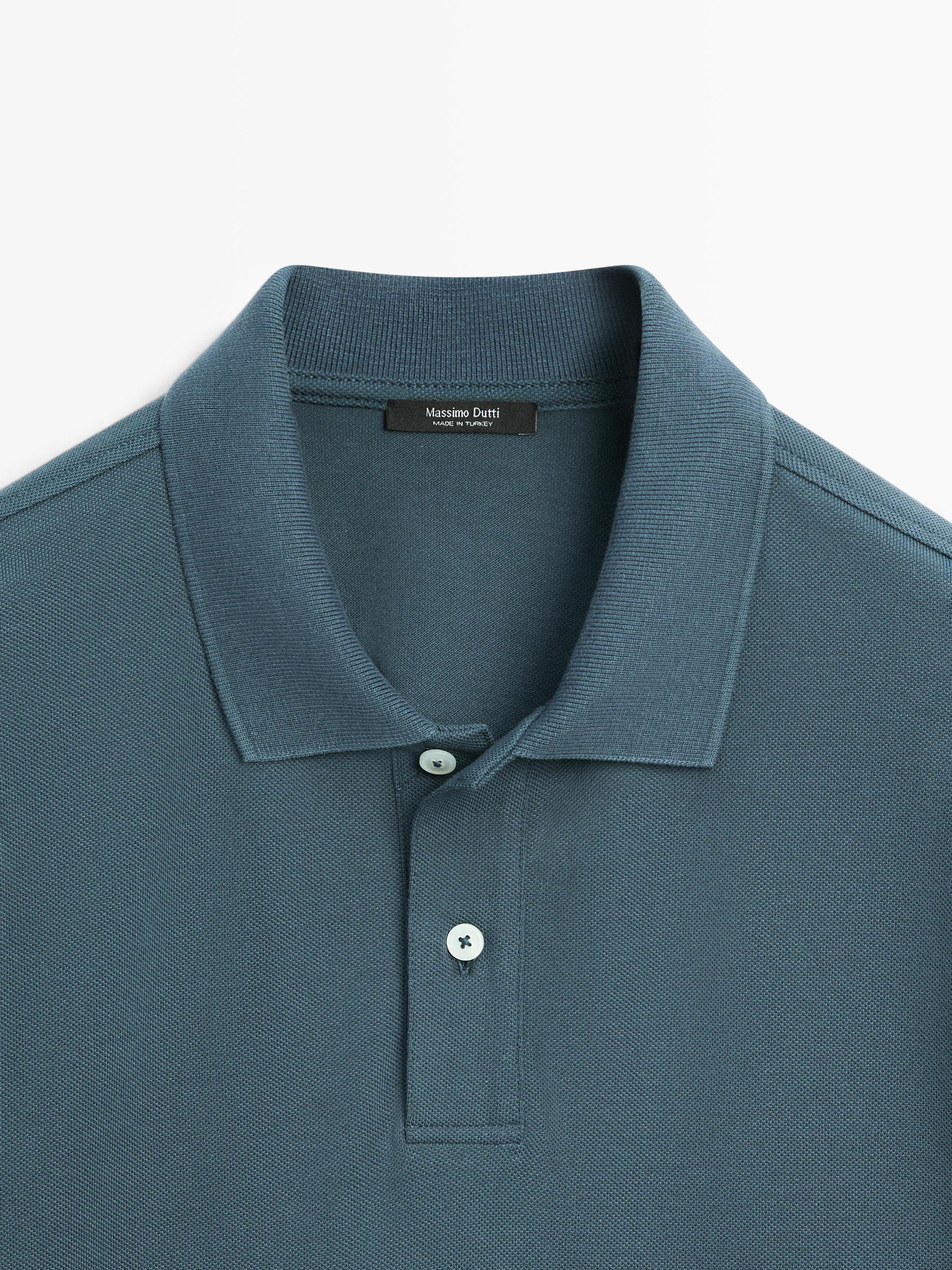Micro-textured cotton piqué polo shirt