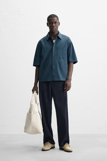 LYOCELL - COTTON SHIRT - Petrol blue by Zara - Image 0