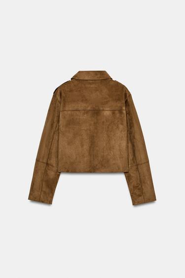 BLOUSON COURT EFFET DAIM - Marron clair de Zara - Image 8
