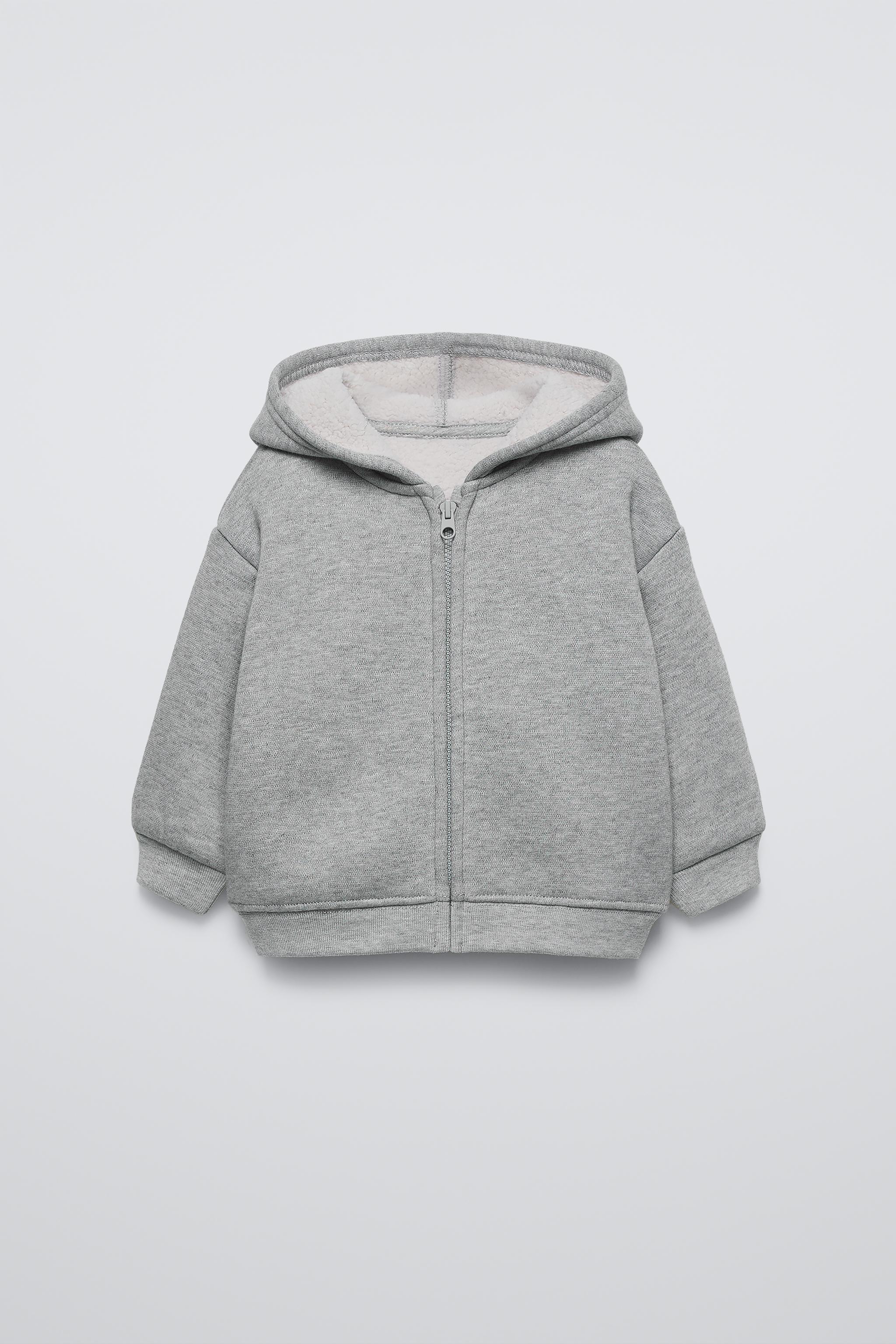 MOLETOM COM CAPUZ FELPUDO Cinza-vigoré ZARA Brasil