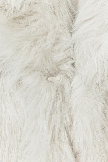 Zara ZW COLLECTION FAUX FUR JACKET - Ecru