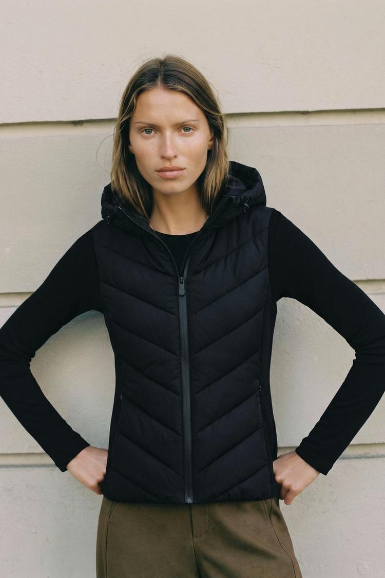 COMBINED QUILTED GILET WITH HOODIE