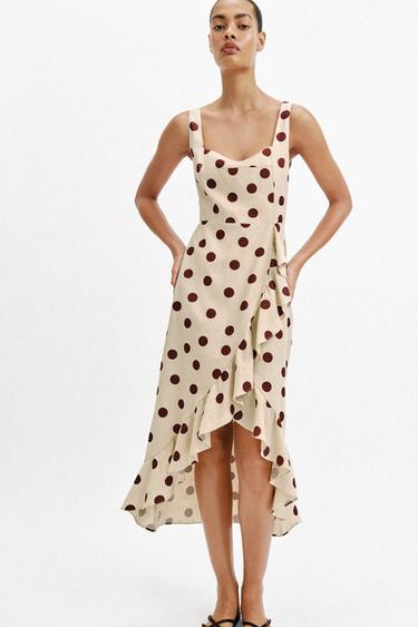 MIDI DOTS LINEN BLEND DRESS - 930 by Zara