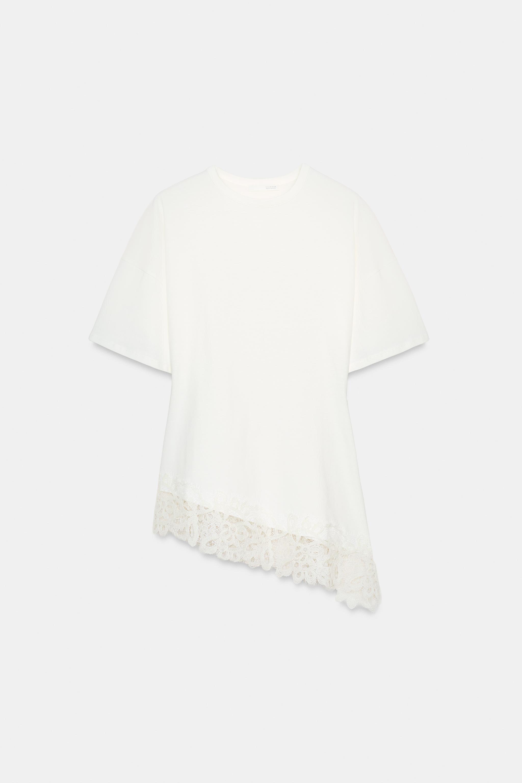 DANTELLİ KALIN PAMUKLU T-SHIRT - Görsel 5