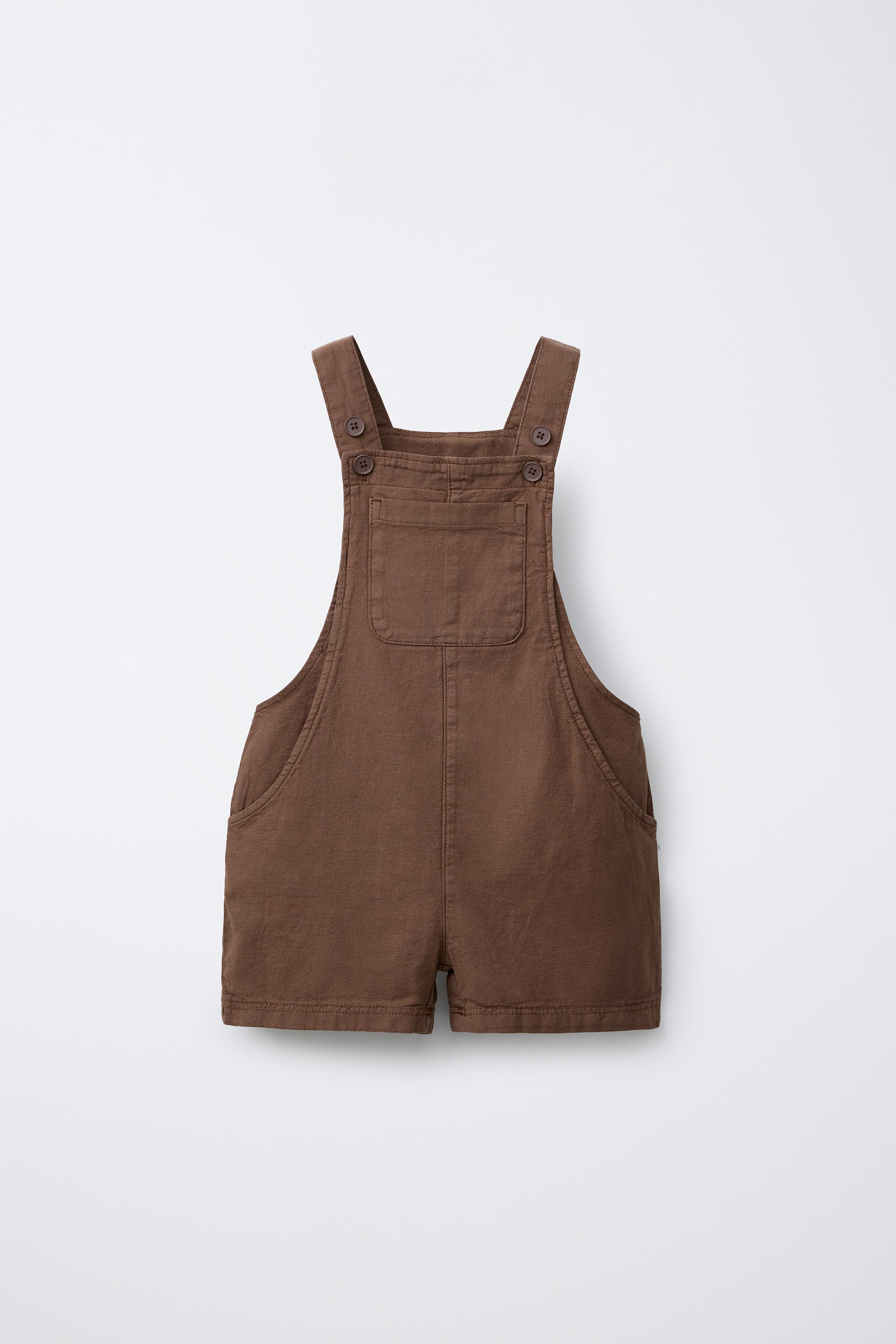ソフトショートオーバーオール - ダークブラウン | ZARA Japan