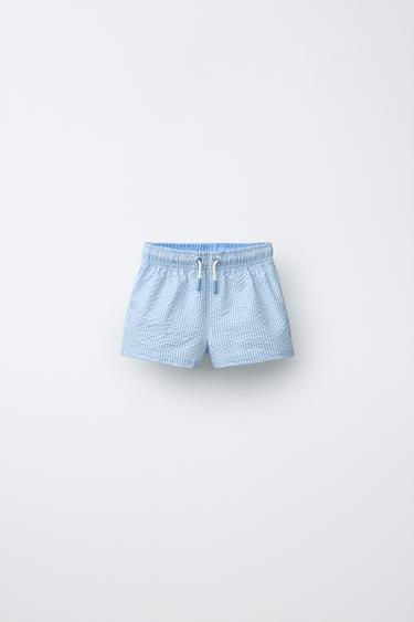 1-6 YEARS/ STRIPED SEERSUCKER SWIM SHORTS - Light blue by Zara - Image 0