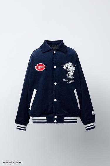 Zara 史努比花生漫畫™燈芯絨棒球夾克 - 藍色